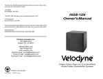 Velodyne Acoustics HGS-12X User's Manual