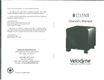 Velodyne Acoustics 15X User's Manual