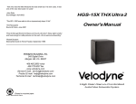 Velodyne Acoustics HGS-15X THX User's Manual