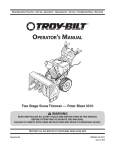 Troy-Bilt Polar Blast 3310 Snow Thrower User's Manual