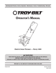 Troy-Bilt Electric Snow Thrower Flurry 1400 User's Manual