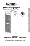 Trion High Efficiency Console Electronic Air Purifier User's Manual