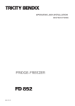 Tricity Bendix FD 852 User's Manual