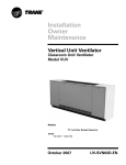 Trane VUV 1500 CFM User's Manual