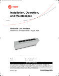 Trane HUVC Horizontal Classroom Unit Ventilator Installation and Maintenance Manual