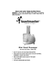 Toastmaster TFP2 User's Manual