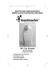 Toastmaster TCO2B User's Manual