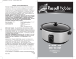 Toastmaster RHSC600 User's Manual