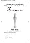 Toastmaster 1739 User's Manual