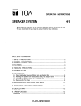 TOA Electronics H-1 User's Manual