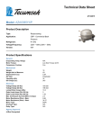 Tecumseh AZA0395YXP Technical Data Sheet