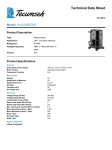 Tecumseh AVA2490ZXG Technical Data Sheet
