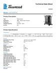 Tecumseh AJA7455ZXC Technical Data Sheet