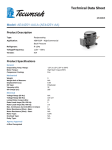 Tecumseh AE4425Y-AA1A Technical Data Sheet