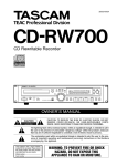 Tascam CD-RW700 User's Manual