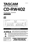Tascam CD-RW402 User's Manual