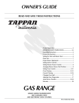 Tappan Millennia 316000182 User's Manual