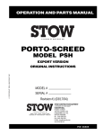 Stow Projection Television PSH User's Manual