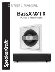 SpeakerCraft BassX-W10 User's Manual