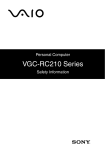 Sony VGC-RC210G Safety Information