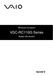 Sony VGC-RC110GX Safety Information