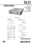 Sony TA-E1 User's Manual