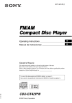 Sony CDX-GT42IPW Operating Instructions