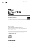 Sony CDX-FW700 Operating Instructions
