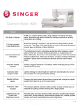 Singer 9960 | QUANTUM STYLIST Product Sheet