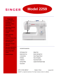 Singer 2259 | TRADITION Product Sheet