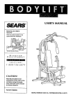 Sears BODYLEFT 831.159412 User's Manual