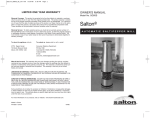 Salton SG8SS User's Manual