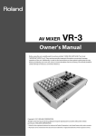 Roland VR-3 User's Manual