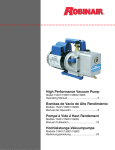 RobinAir High Performance Vacuum Pump 15401 User's Manual