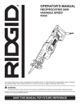 RIDGID R3020 User's Manual