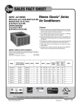 Rheem Classic Series: Single Stage Sales Fact Sheet