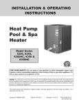 Rheem Classic Heat Pump Pool Heaters Installation and Operation Manual