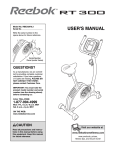 Reebok Fitness RT300 RBEX2976.3 User's Manual