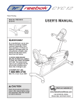 Reebok Fitness CYC12 RBEX39010 User's Manual