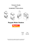 Raypak B0109 User's Manual