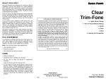 Radio Shack CLEAR TRIM-FONE 43-858 User's Manual