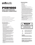 Polk Audio Speaker PSW1000 User's Manual