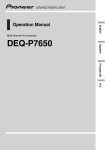 Pioneer DEQ-P7650 User's Manual