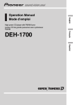 Pioneer DEH-1700 User's Manual