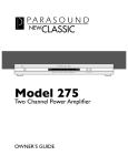 Parasound NewClassic Model 275 User's Manual
