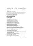 Panasonic BY-HPE11KTA Safety Instructions