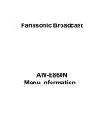 Panasonic AW-E860 Menu Information