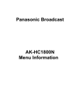 Panasonic AK-HC1800N Menu Information
