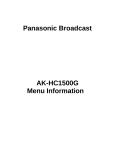Panasonic AK-HC1500G Menu Information