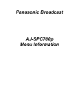 Panasonic AJ-SPC700 Menu Information